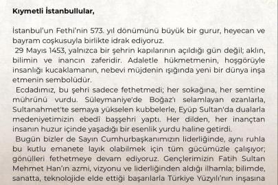 Vali Gül: İstanbul'un Fethi 573. Yıl Dönümünde Gururla Kutlanıyor