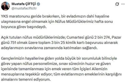 3 bin 25 kişi, YKS'ye yetişebilmek için sınav günü kimlik başvurusu yaptı