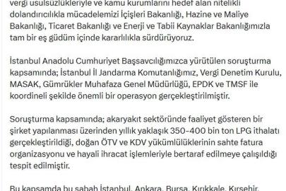 Akaryakıt sektörüne yönelik sahte fatura operasyonu; 10 şirkete kayyım atandı