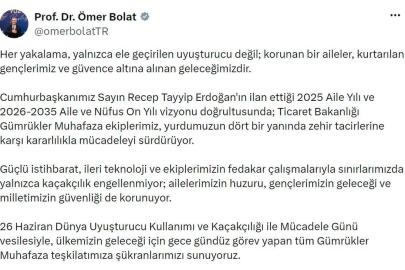 Bakan Bolat: Zehir Tacirlerine Karşı Mücadelemiz Kararlılıkla Sürecek