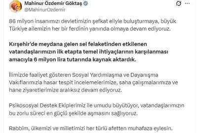 Bakan Göktaş: Kırşehir'deki sel felaketi için ilk etapta 6 milyon lira kaynak aktardık