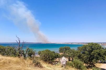 Çanakkale'de tarım arazisinde çıkan yangına müdahale ediliyor