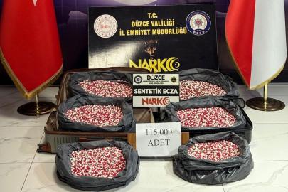 Düzce'de uyuşturucu operasyonunda 115 bin hap ele geçirildi