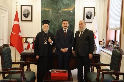 Fener Rum Patriği Bartholomeos, Gökçeada Kaymakamı Acar'ı ziyaret etti