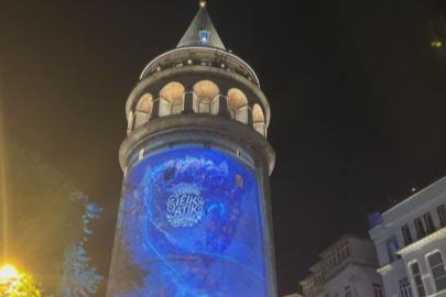 Galata Kulesi'nde Sıfır Atık Haftası nedeniyle ışık gösterisi gerçekleştirildi