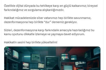 İletişim Başkanı Duran: Dezenformasyona hep birlikte 'dur' dememiz gerekiyor