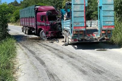 Manisa'da iki kamyonun çarpıştığı kazada sürücüler öldü, 1 yaralı
