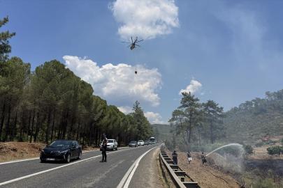 Marmaris'te ormanlık ve ekili tarım arazisinde çıkan yangın söndürüldü