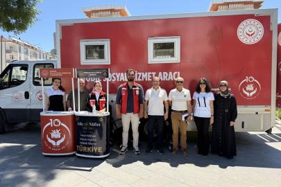 Mobil sosyal hizmet aracı Alaçam'da hizmet verdi