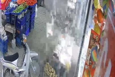 Sıcağın etkisiyle sirke dolu pet şişenin patladığı an kamerada