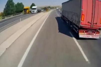 Freni boşalan TIR, refüjü aşarak karşı yöne geçti! Korkunç kaza kamerada